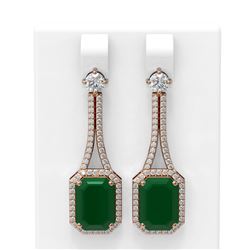 13.07 ctw Emerald & Diamond Earrings 18K Rose Gold