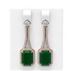 Image 1 : 13.07 ctw Emerald & Diamond Earrings 18K Rose Gold