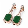Image 3 : 13.07 ctw Emerald & Diamond Earrings 18K Rose Gold