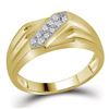 Image 1 : Yellow-tone Sterling Silver Mens Round Prong-set Diamond Double Row Ring 1/10 Cttw