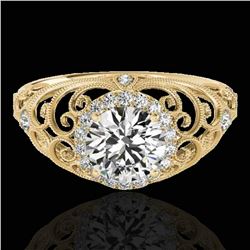 1.22 ctw Certified Diamond Solitaire Halo Ring 10k Yellow Gold
