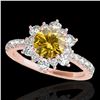Image 1 : 2.19 ctw Certified SI/I Fancy Intense Yellow Diamond Ring 10k Rose Gold