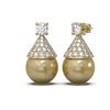 Image 2 : 2.86 ctw Diamond & Pearl Earrings 18K Yellow Gold