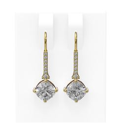 2.14 ctw Cushion Diamond Earrings 18K Yellow Gold