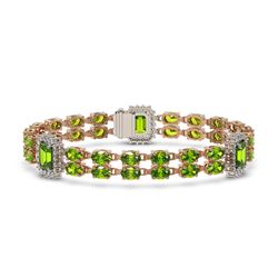 17.64 ctw Peridot & Diamond Bracelet 14K Rose Gold