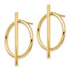 Image 2 : 14k Yellow Gold Circle & Bar Post Earrings