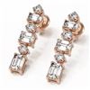 Image 1 : 3.22 ctw Emerald Cut Diamond Designer Earrings 18K Rose Gold