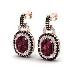 5 ctw Garnet With Black & Micro VS/SI Diamond EARRINING 14k Rose Gold