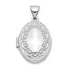 Image 1 : 14k White Gold Oval Embossed Border Locket - 25 mm