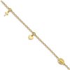 Image 1 : 14k Yellow Gold Polished Heart Cross Religious Bracelet - 7 in.