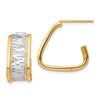 Image 1 : 14k Yellow Gold & Rhodium Diamond Cut Triangle Hoop Post Earrings