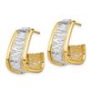 Image 2 : 14k Yellow Gold & Rhodium Diamond Cut Triangle Hoop Post Earrings