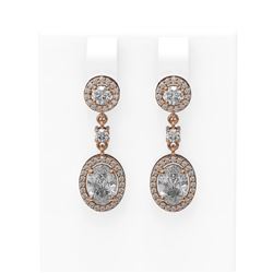 3.33 ctw Oval Diamond Earrings 18K Rose Gold
