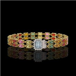 19.34 ctw Sapphire & Diamond Bracelet 14K Yellow Gold