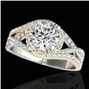 Image 1 : 2 ctw Certified Diamond Solitaire Halo Ring 10k 2Tone Gold