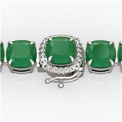 46 ctw Emerald & Micro VS/SI Diamond Bracelet 14k White Gold