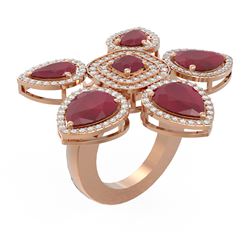 15.43 ctw Ruby Diamond Ring 18K Rose Gold