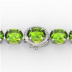 67 ctw Peridot & Micro Pave Diamond Bracelet 14k White Gold