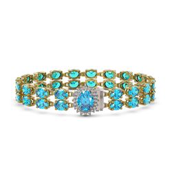 17.78 ctw Swiss Topaz & Diamond Bracelet 14K Yellow Gold