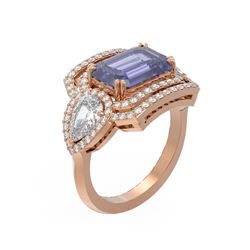6.98 ctw Tanzanite & Diamond Ring 18K Rose Gold