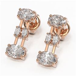 3 ctw Oval & Marquise Cut Diamond Earrings 18K Rose Gold