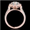 Image 2 : 2.16 ctw Certified Diamond Solitaire Halo Ring 10k Rose Gold
