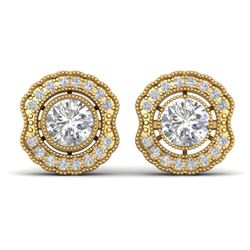 1.5 ctw Certified VS/SI Diamond Art Deco Stud Earrings 14k Yellow Gold