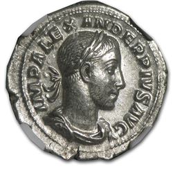 Roman AR Denarius Severus Alexander (222-235 AD) Ch-AU NGC