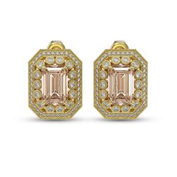 11.69 ctw Morganite & Diamond Victorian Earrings 14K Yellow Gold