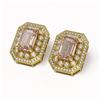 Image 2 : 11.69 ctw Morganite & Diamond Victorian Earrings 14K Yellow Gold