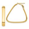 Image 1 : 14k Yellow Gold Omega Back Triangle Hoop Earrings - 5x34 mm