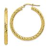 Image 1 : 10k Yellow Gold Diamond-cut Round Hoop Earrings - 25 mm