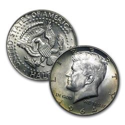 $1.00 Face Value 90% Silver Kennedy Halves BU