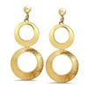 Image 2 : 14k Gold Polished and Scratch Finish Circle Post Earrings