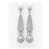 Image 1 : 3.2 ctw Diamond & Pearl Earrings 18K White Gold