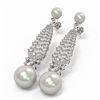 Image 3 : 3.2 ctw Diamond & Pearl Earrings 18K White Gold