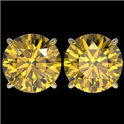 5 ctw Certified Intense Yellow Diamond Stud Earrings 10k Yellow Gold