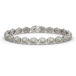 8.28 ctw Opal & Diamond Micro Pave Halo Bracelet 10k White Gold
