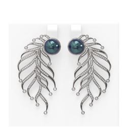 2.1 ctw Diamond & Pearl Earrings 18K White Gold