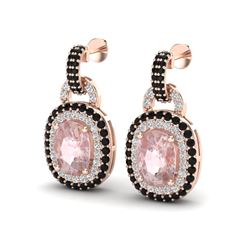 5 ctw Morganite With Black & White Micro Diamond EARRINING 14k Rose Gold