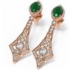 Image 3 : 10.22 ctw Emerald & Diamond Earrings 18K Rose Gold