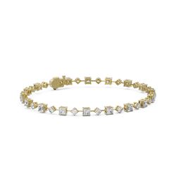 7 ctw Princess Cut Diamond Designer Bracelet 18K Yellow Gold