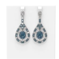 19.48 ctw Blue Topaz & Diamond Earrings 18K White Gold