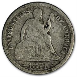 1874 Liberty Seated Dime VG