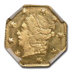 1871 Liberty Octagonal 25 Cent Gold MS-64 NGC (BG-717)