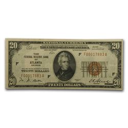 1929 (F-Atlanta) $20 Brown Seal FRBN VF/XF