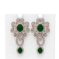 16.75 ctw Emerald & Diamond Earrings 18K Rose Gold