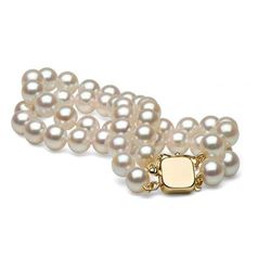 Double Strand White Akoya Pearl Bracelet, 6.5-7.0mm