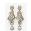 Image 1 : 6.52 ctw Diamond & Pearl Earrings 18K Yellow Gold