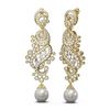 Image 2 : 6.52 ctw Diamond & Pearl Earrings 18K Yellow Gold